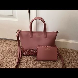 Kate Spade Ina Greta Crossbody Purse and Matching Wallet (pink)